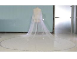Nouveauté Image réelle Bling perle deux couches voiles de mariée de luxe de haute qualité longue voile de mariage 4479561