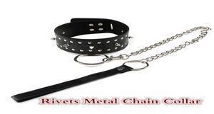 Nouvelle arrivée Rivets SM collier bondage esclave longue chaîne jouets sexuels pour couples collier esclave SM jeux gay fétiche adulte jouets érotiques6184688