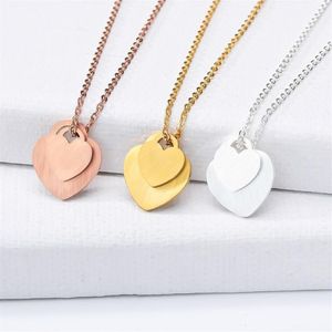 Collier romantique Double cœur en acier inoxydable, bijoux à la mode, cadeau entier pour femmes, Couple, cadeaux de noël, nouvelle collection, 298f