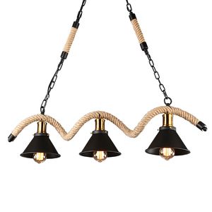 Corde Pendentif Lampes Loft Éclairage Industriel Restaurant Suspension Rétro Led Lustre Lumières 3/5 Têtes