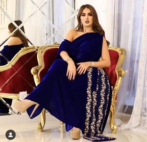 Nieuwe Collectie Royal Blue Dubai Kaftan Avondjurken Fluwelen Lange 2020 Kralen Kant Avondjurk Jurk Arabische Feestjurk Formele Jurken