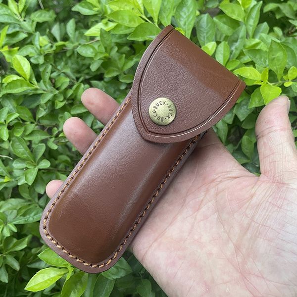 Nueva llegada S2271 Funda para cuchillo plegable de piel de vaca genuina de dos capas, estuche para cuchillo EDC de bolsillo plegable de 4,8 