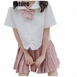 Nueva llegada Traje de marinero Conjuntos de uniformes escolares JK uniformes escolares para niñas Camisa blanca Trajes de falda negros grises Estudiante Cosplay J5MB #