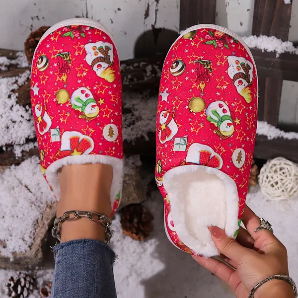 Zapatilla nuevo zapato llegada Papá Noel diseño de alce Zapatillas de felpa invierno interior Navidad alce algodón antideslizante zapatillas