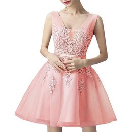 Nieuwe aankomst kort/mini bruidsmeisje jurken tule Homecoming -jurken 2024 met kanten vestidos cortos speciale gelegenheid afstudeerjurken
