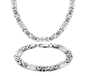 Nouveauté collier en argent hommes 316L chaîne en acier inoxydable Bracelet hommes ensembles de bijoux 55 cm/60 cm/70 cm x 8mm6349074