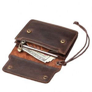 Nouveau portefeuille mince vintage Men Vinée en cuir authentique petite pochette RFID Top Layer Cower Carte Holder Mini Clutch Mey Sac P4TS #