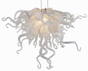 Hanglampen Kleine kroonluchters Wit Kleur en Edison Bulb Lichtbron Murano Glaskunst Kroonluchter voor bruiloft centerpieces