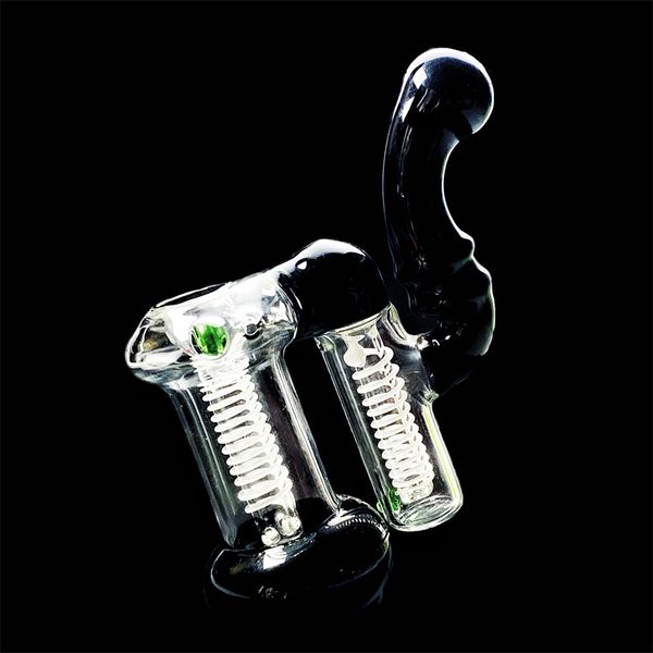 Nueva llegada pequeño Bong de vidrio burbujeador pipa de fumar de vidrio pipas de agua bongs con 2 tubos (GB-298) Tubo de burbujeador de doble cámara