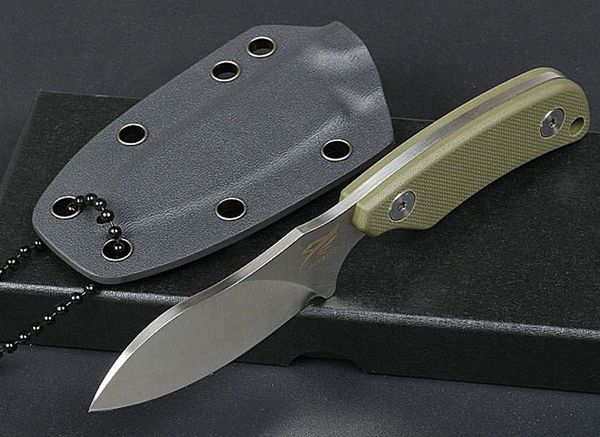 Nieuwe Collectie Kleine Survival Rechte Mes 7Cr13Mov Satin Blade Volledige Tang Groen G10 Handvat Outdoor Camping Messen Met Kydex