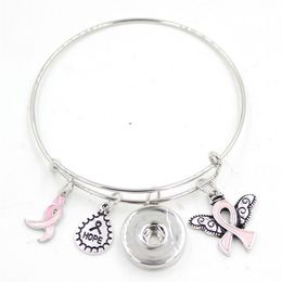 Nouvelle arrivée bijoux en instant d'espoir ruban du cancer du sein de conscience du cancer du ruban rose Ribbon Angel charme de fil a réglable des bracelets