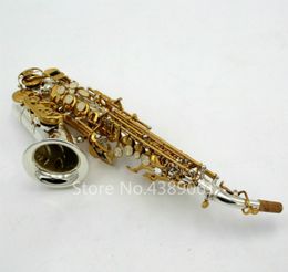 Recién llegado, saxofón soprano, latón, cuerpo niquelado, llave de laca dorada, saxofón plano, instrumentos de música con estuche, boquilla