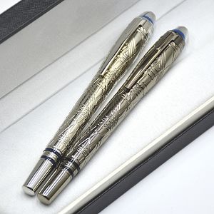 Nieuwe Collectie Star-Walk Blue Crystal Top Rollerball Pen Balpen Plating Relief Kantoor Schrijven Inkt Vulpen Met Serienummer