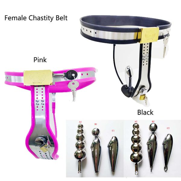 Ceinture de chasteté féminine en acier et Silicone, pantalon Sexy, jouets sexuels pour femmes, BDSM, Bondage verrouillable en métal, esclave adulte, jouets lesbiennes, nouvelle collection