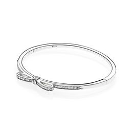 Bracelet à nœud scintillant en argent Sterling, boîte originale pour femmes, diamant CZ, cadeau de mariage, ensemble de bijoux, nouvelle collection