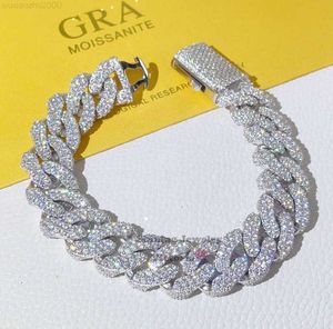 Nouveau stock d'arrivée Prêt à expédier le bracelet de liaison cubaine Side Cuban Hip Hop 13 mm Solid 3D avec Moissanite Diamond