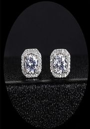 Nieuwe collectie prachtige luxe sieraden 925 sterling zilver ronde geslepen witte topaas CZ diamant vierkante populaire ster vrouwen oorbel Gi2673076
