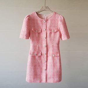 Nieuwe collectie zomer runway korte mouw luxe dames tweed jurk elegante vintage hoge kwaliteit zoete jurken vestidos 2022