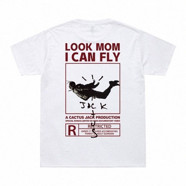 Nouveauté Summer T-shirt Femmes LOOK MOM I CAN FLY Funny Print Cott T-shirt Hip Hop Streetwear Plus Size Hommes T-shirt Tops A5lP #