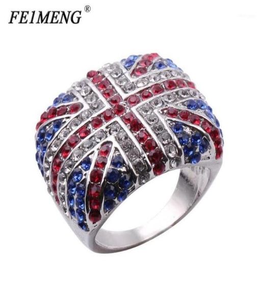 Nouvelle arrivée Le drapeau britannique Ring British Mark UK Logo Charme Punk Rock Anneaux pour les femmes Bijoux de mode Hip Hop anel134432415252677