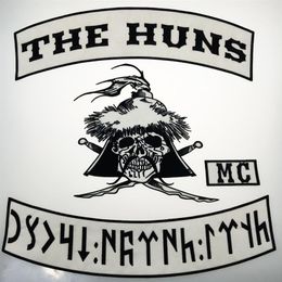 NOUVELLE ARRIVÉE The HUNS Brodé MC Patch Pour Biker Gilet Veste En Cuir Gilet Patch Grande Taille Badge 240O