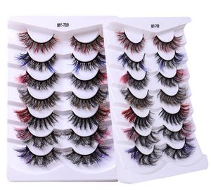 Nouvelle Arrivée Épais Couleur Naturelle Faux Cils 7 Paires Ensemble Curly Crisscross Réutilisable Fait À La Main Multicouche 3D Faux Cils Extensions De Cils En Désordre