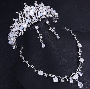 Nieuwe aankomst drie-stuks zirkoon bruiloft accessoires stuk bruids sieraden en kristallen sets diamant sets van ketting LD6896