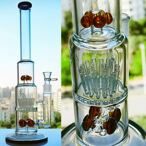 Grueso Bongs de vidrio alto Big JM Flow Bong con brazo Árbol Espolvorear Perc Pipa de agua para fumar Reciclador Dab Rig 18 mm Junta