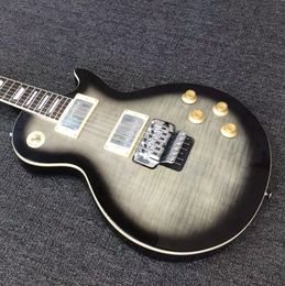 Nouveauté guitare électrique standard trans gris tigre flamme, double trémolo guitarra, en stock, livraison gratuite