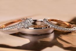 Nieuwe aankomst trendy 3 -stcset vrouwen ringen prinses gesneden zirkon micro verhard kleine ronde cz stenen bruiloft verloving sieraden8079938