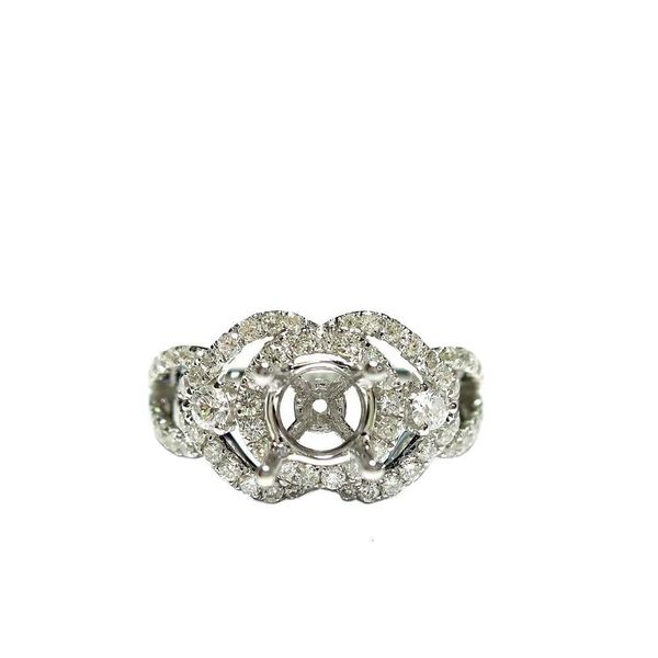 Recién llegado, diseño de moda, joyas de diamantes reales blancos de 18 quilates, anillo de compromiso de centro redondo, semimontaje para mujer