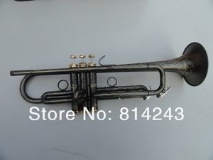 Nouveauté sans marque Unique mat noir nickelé Surface en laiton Bb trompette instrument de musique exquis sculpter des modèles Bb Trumpet