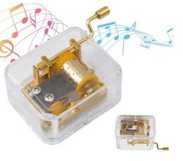 Nieuwe Collectie Unieke Muziekdoos Acryl Hand Nieuwigheden Crank Muziekdoos Gouden Beweging Melodie Castle in the Sky Creative Gift artware G0703