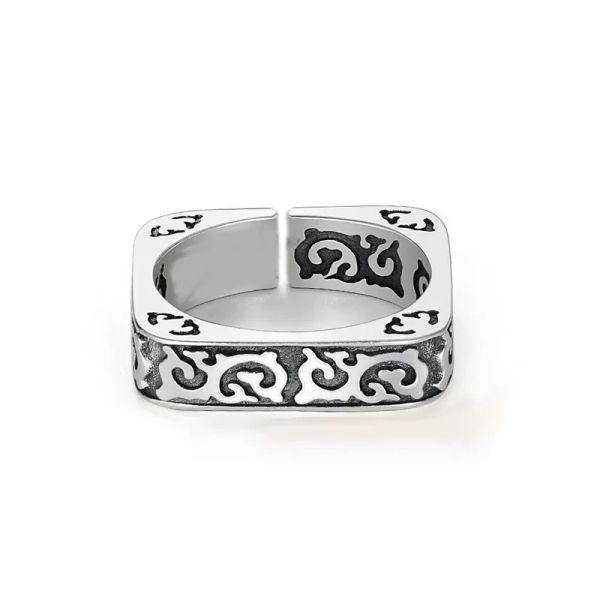 Nouvelle arrivée vintage des nuages de bon augure carré design thai argent homme ringail de bague pour les cadeaux d'anniversaire sans fondu