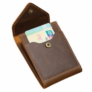 Nouveau support de carte vintage Men de carte de crédit en cuir authentique Small Wallet Mey Sac Id Card Case Mini Purse pour mâle Z46P #