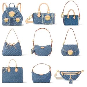 Nieuwe aankomst vintage designer tas vrouwen kruislichaam handtassen hobo schoudertassen blauwe denim bloemen messenger portemonnee portemonnee