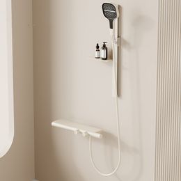 Nova chegada branco banheira conjunto de chuveiro montado na parede cinza torneira de banheira termostática branca banho e chuveiro misturador torneiras latão
