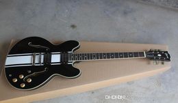 Nouvelle arrivée blanches rayures creux Tom Delonge Black Ebony Electric Guitar6141990