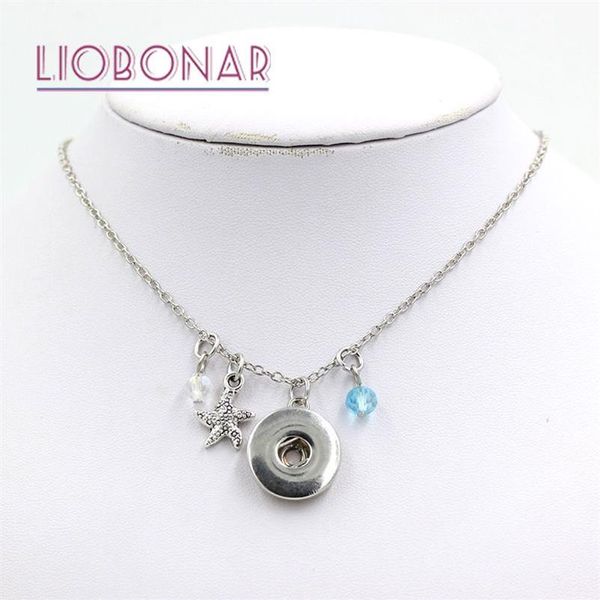 Nouveauté océan entier collier à pression plage étoile de mer pendentifs collier adapté sur 18mm bouton pression Bijoux bricolage Bijoux collier Colli338T