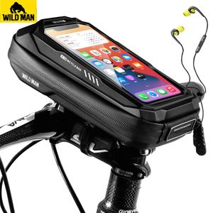 New arrival WILD MAN Bicycle Head Tube Cycling Bike Handlebar Cell Mobile Phone Bag Case Holder Screen Phone Mount Bags Case For 6.9in
