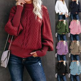 Nieuwe aankomst Winter Winter Warm en comfortabele Solid Color High Neck Sweater voor vrouwen losse lange mouwen gebreide trui een must-have item voor koud weer AST7077