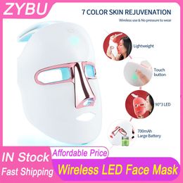 Nieuwe collectie Draadloos Led-lichttherapie Infraroodmasker 7 kleuren Led-therapie Anti-aging Photon PDT-masker Huidverjonging Gezichtsbleken Acnebehandeling