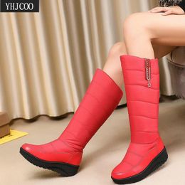 Neue ankunft Frauen Stiefel Winter Warme Bequeme Kniehohe Schnee Stiefel Frauen Elegante Mode Keile plattform Frau Plus Größe1