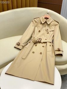 Nieuwe aankomst!Women Fashion Engeland Middle Long Trench Coat/Hoge Kwaliteit Merken Ontwerp Dubbele borsten Trench/Ladies Zware dikke katoenen trench B135020F450 Grootte S-XXL