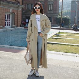 new arrival women fashion holiday comfortable loose trench coat professional OL temperament solid girls warm outdoor long trench 201111