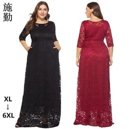 Nieuwe collectie dames plus size jurk kanten zak avondjurk bruidsmeisje rokken XL-6XL