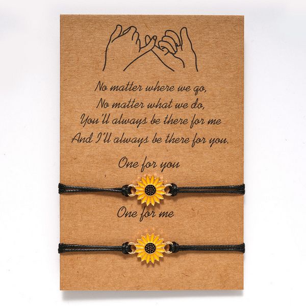 Bracelet tournesol pour femmes, cadeau pour amis, souhait d'amitié, avec cartes cadeaux, vente en gros, haute qualité, nouvelle collection