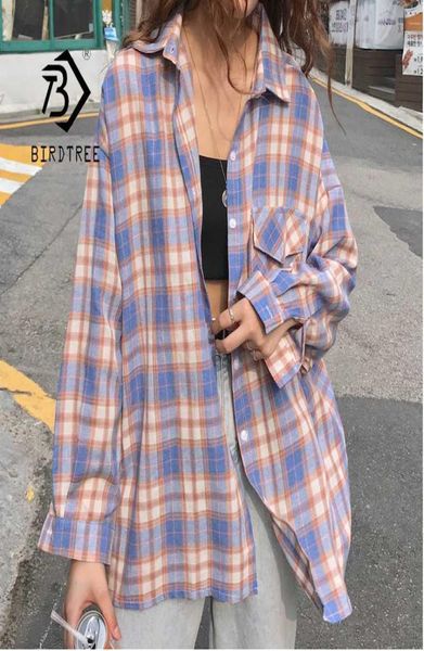 Nouvelle arrivée Femmes Vintage Plaid Blouse surdimensionnée Sleeve Batwing Cold Down Collar Purple Shirt Up Casual Tops T04001F2736997