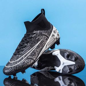 Recién llegado, botas altas de fútbol para hombres y mujeres, zapatos de fútbol AG TF para jóvenes, niños y niñas, zapatos de entrenamiento cómodos para niños en negro, azul, blanco y dorado