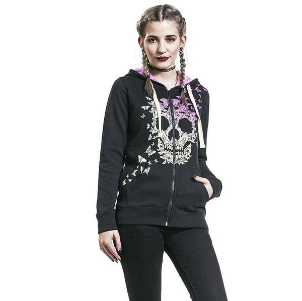 Nouvelle Arrivée Femmes Crâne Chandail Citrouille Hoodies Sport Pull À Manches Longues Hiver Survêtement En Plein Air Imprimé Squelette Zipper Taille S-2XL